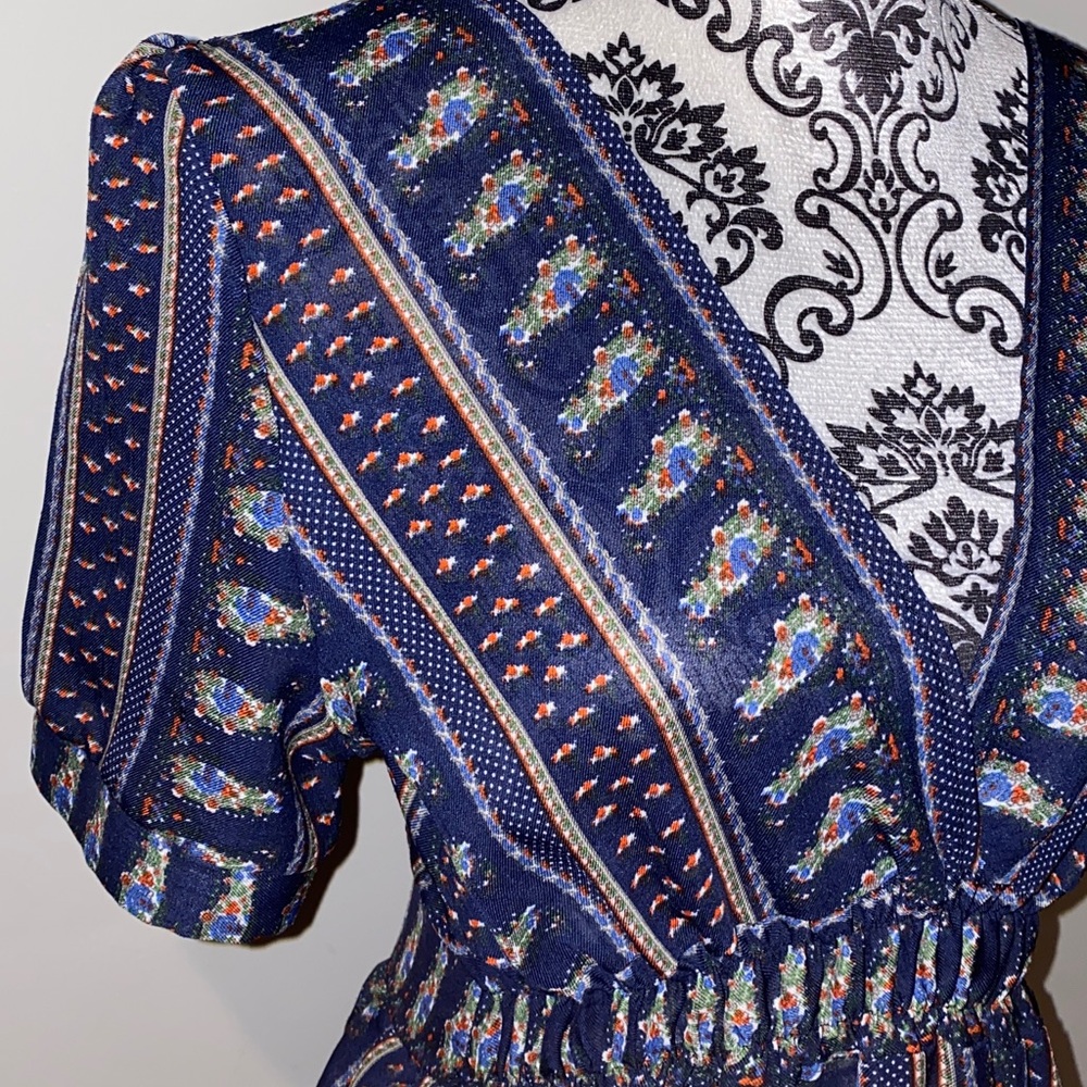 Bohemian Floral Maxi Boho V-Neck Boutique Dress Size Small - Picture 4 of 8